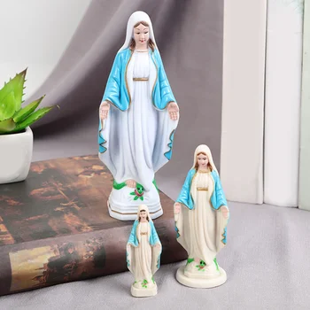 Статуя Девы Марии из смолы 3шт Католическая Религиозная Статуэтка Украшение Статуи Девы Марии для рабочего стола