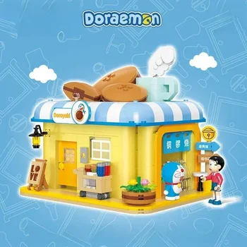 Строительные блоки Doraemon Уличная сцена Сборка Здания Мультяшный Реквизит Модель Пекарни Украшения Развивающие Игрушки Подарки