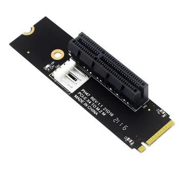 2X NGFF M.2 К PCI-E 4X Riser Card M2 M Ключ К Адаптеру Pcie X4 Со Светодиодным Индикатором SATA Power Riser Для Майнинга Биткоинов