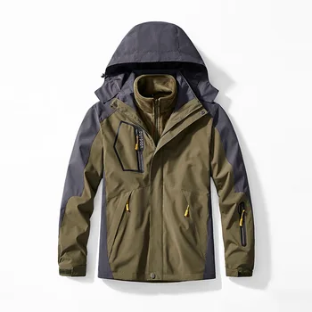 2023 Осенне-зимняя съемная мужская ветрозащитная куртка из двух частей с флисовой подкладкой, утолщенная, водонепроницаемая